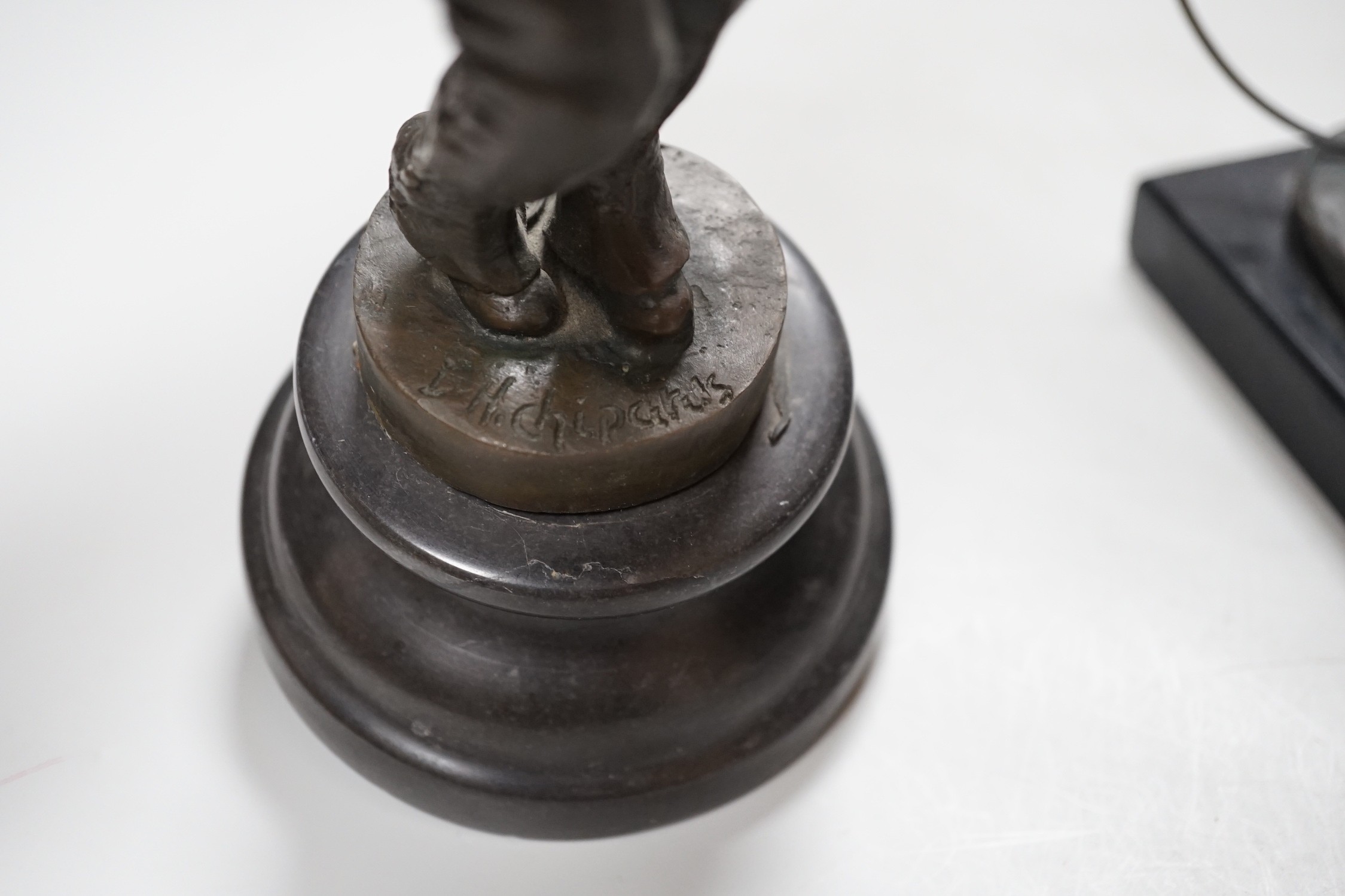 After Demétre Haralamb Chiparus (1886-1947) two bronze figures of children, 24cm